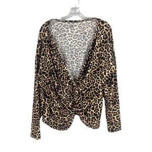 Fashion Nova, cheetah print long sleeve reversible top size medium